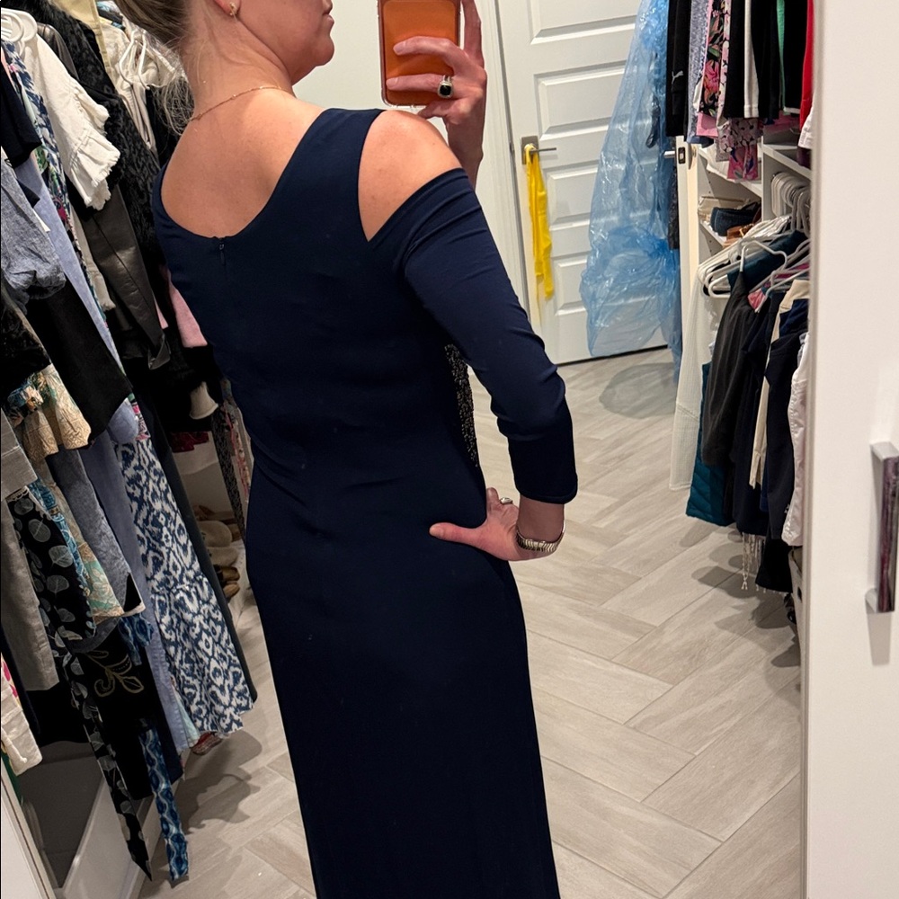 Laundry By Shelli Segal Navy Long Sleeve Dress - Picture 3 of 3